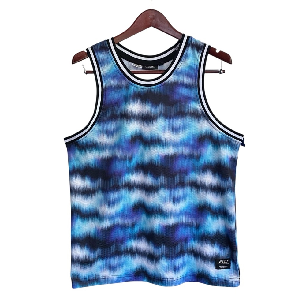 WeSC Basketball Tank Gradient  Blue Unisex Men's Medium Fitted Top